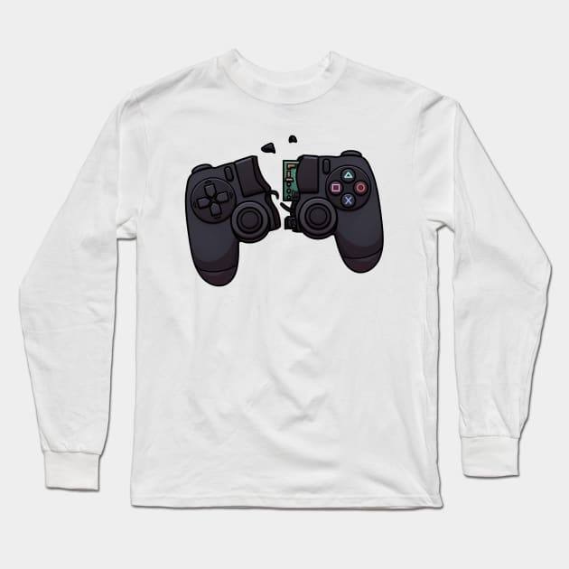 Broken Video Game Controller Rage Long Sleeve T-Shirt by TheMaskedTooner